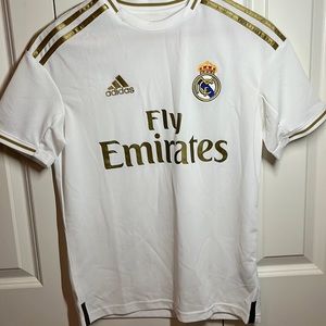 Adidas. Large. White gold Fly Emirates Jersey